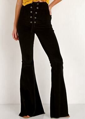 NWT MuMu RARE 70’s Olive Velvet Lace up Stretch Bells- Stage Pants Festival
